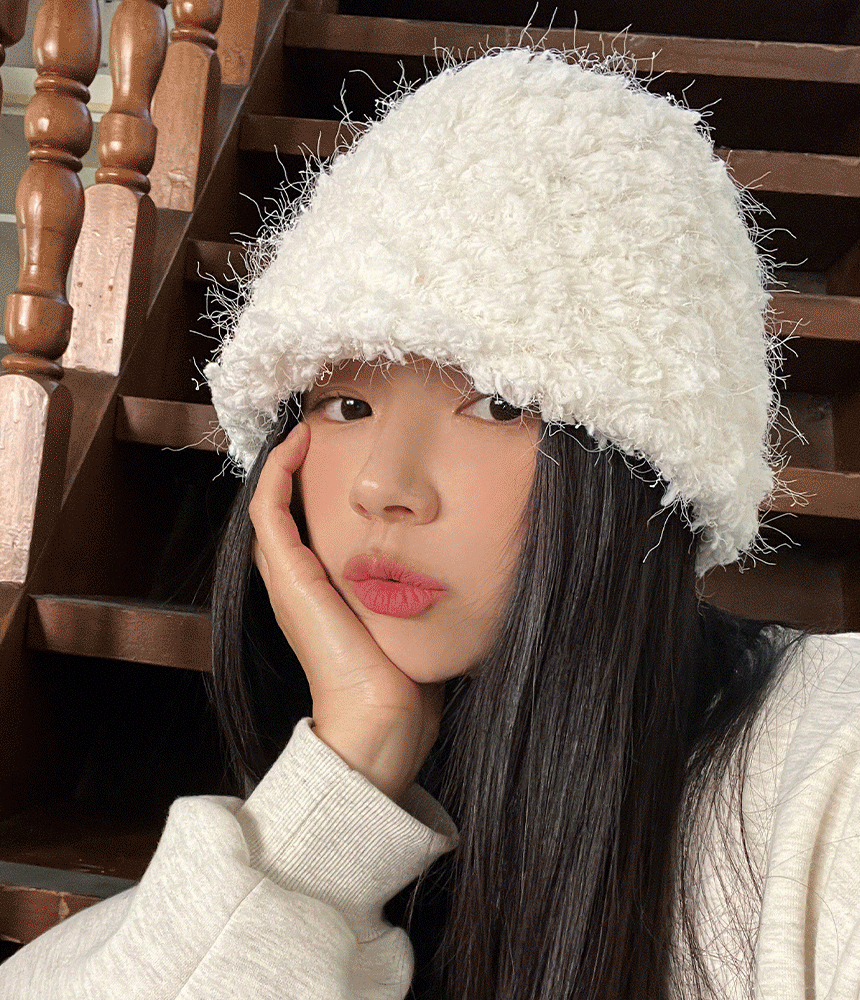 pop pop 양털 뽀글이 털 벙거지 숏 버킷햇 겨울 여성 플로피햇 모자 - 모자상점