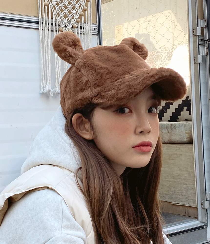 엑소 카이 지디 밍크 털 토끼귀 동물모자 캐릭터 볼캡 - 모자상점