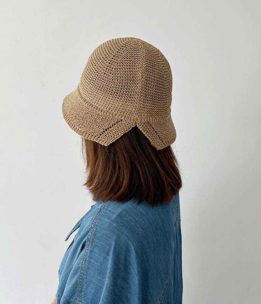트임 린넨 니트 여성 여름 버킷햇 벙거지 모자 - 모자상점