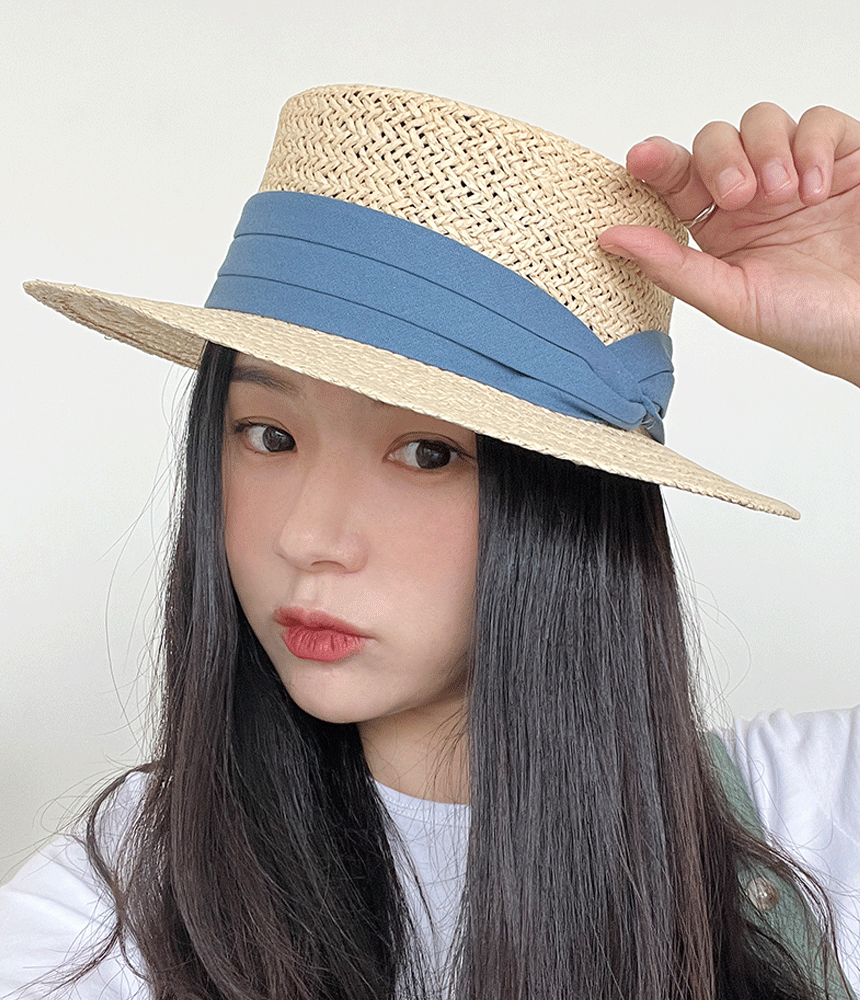 헤링본 캉캉 여성 여름 보터햇 스트로햇 - 모자상점