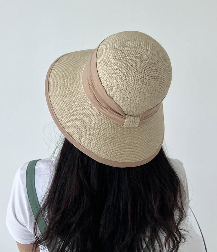 빅 리본 넓은챙 밀짚 여성 여름 왕골모자 - 모자상점