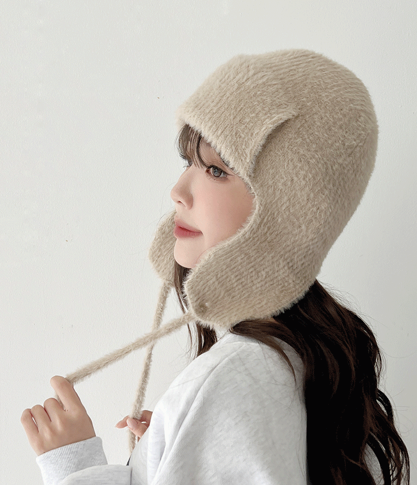 앙고라 니트 털 보드 스키 귀덮개 끈 귀달이 방한 모자 - 모자상점