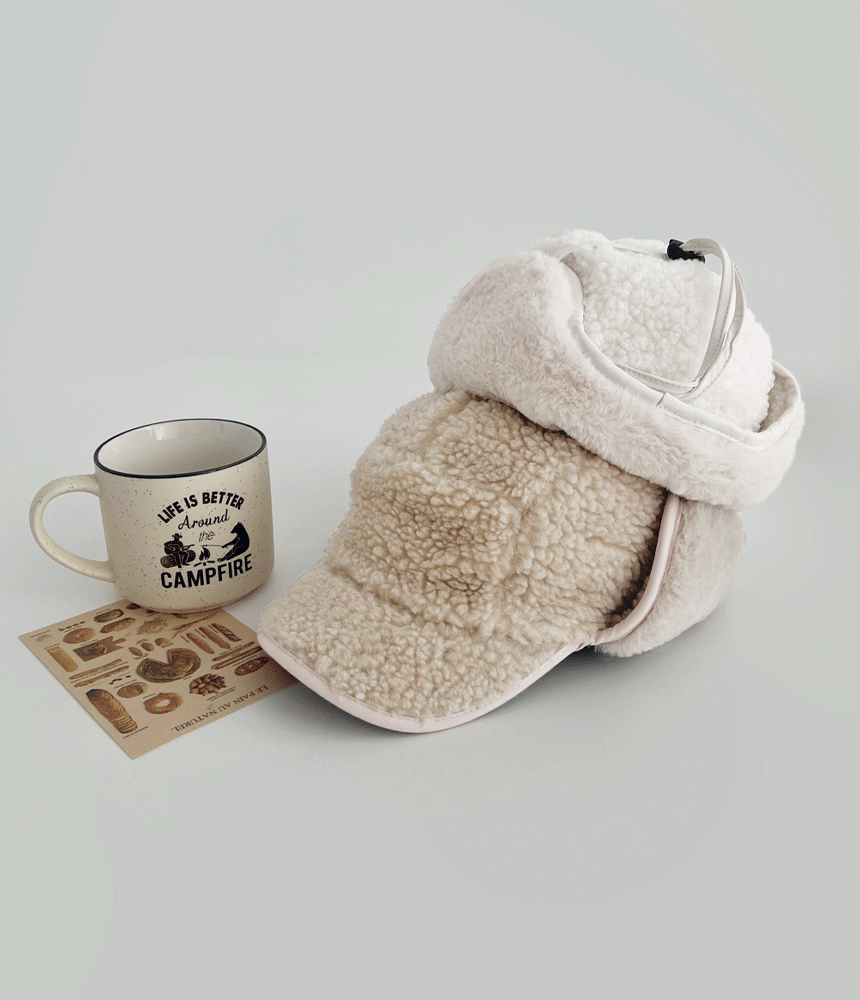 양털 방한 뽀글 겨울 캠프캡 귀달이모자 - 모자상점