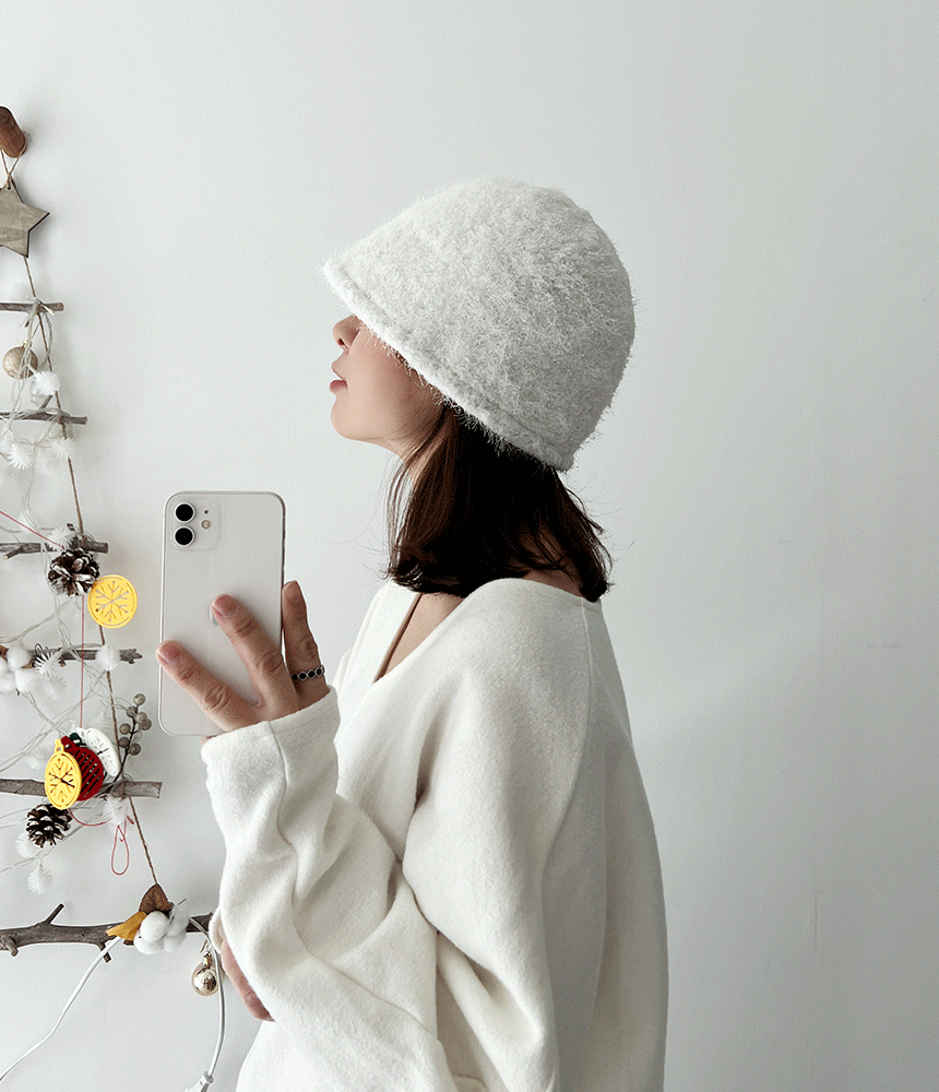 겨울 꽃송이 벙거지 여성 버킷햇 - 모자상점