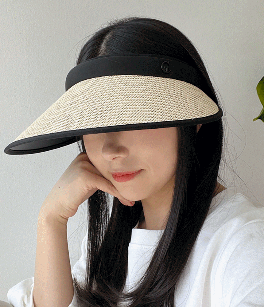 G 라탄 밀짚 썬캡 여성 여름 바이저 UV 선캡 - 모자상점