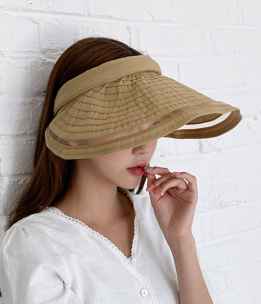 시스루 프릴 썬캡 여자 여름 자외선 차단모자 - 모자상점