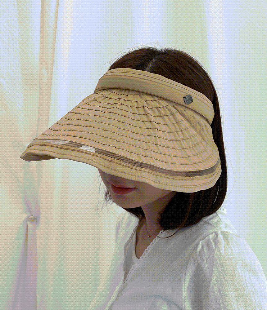 시스루 프릴 썬캡 여자 여름 자외선 차단모자 - 모자상점