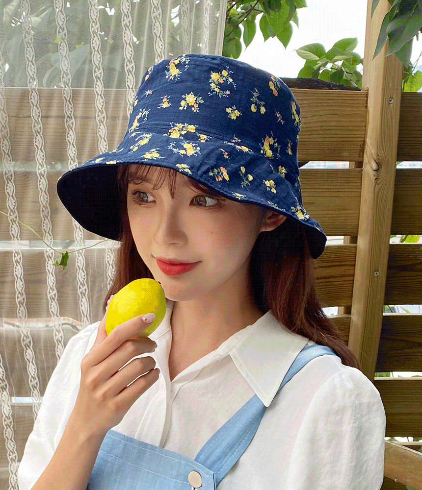 양면 플라워 공효진 삼시세끼 여성 벙거지 모자 버킷햇 - 모자상점