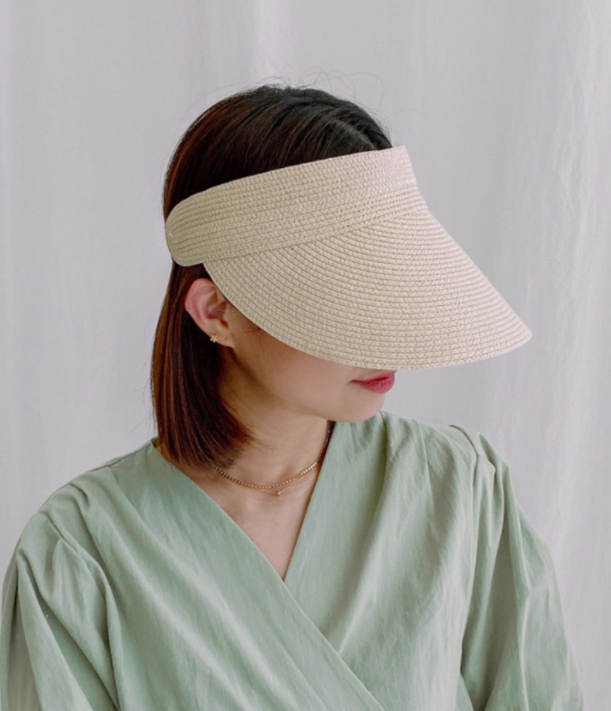뒷밴딩 나뭇잎 썬캡 라이파 여성 여름 모자 - 모자상점